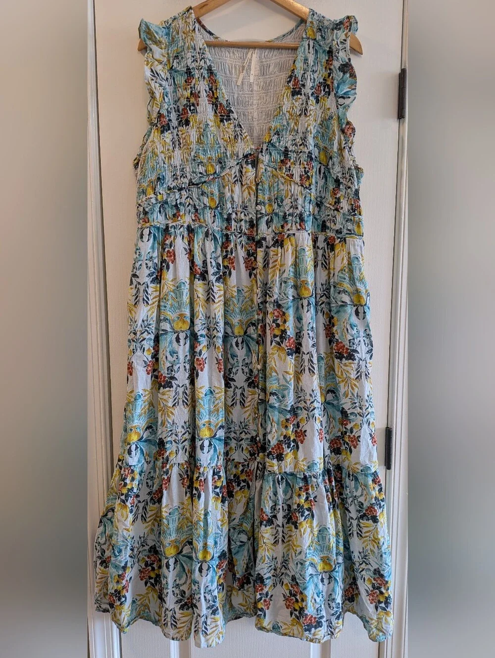 Anthropologie Peregrine Midi‎ Dress Floral Tiered Bohemian Cottagecore Size 2X - Picture 3 of 15